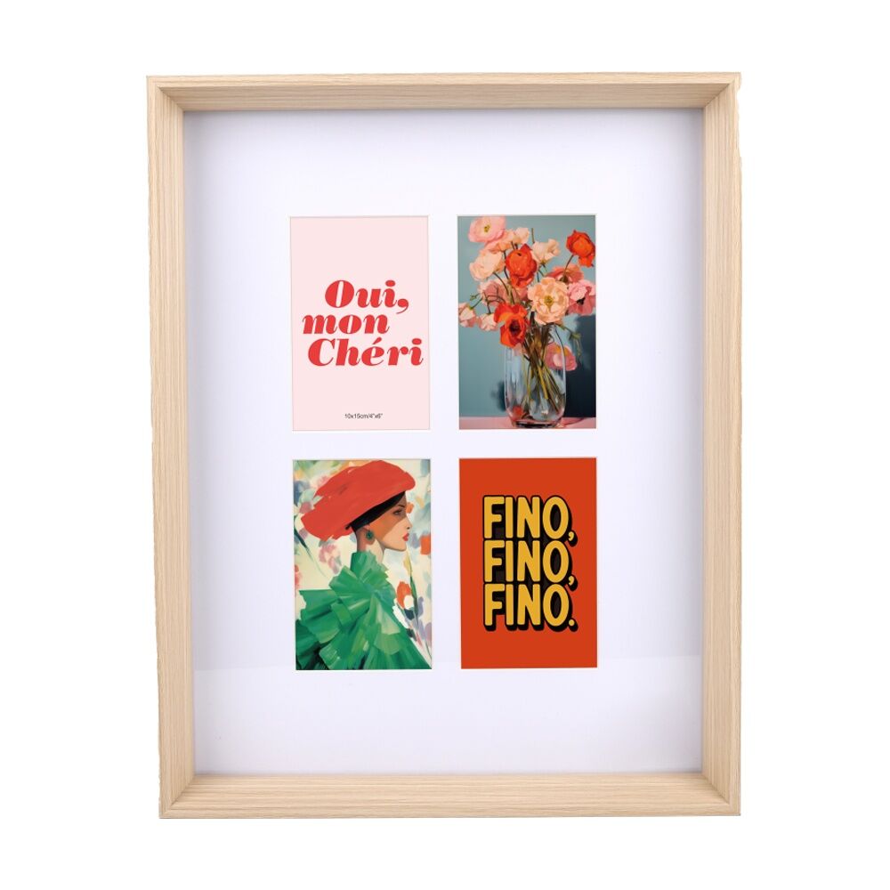 2PK Gibson Gifts Natural Ash 4 Photo Collage Home Decor Frames Rectangular