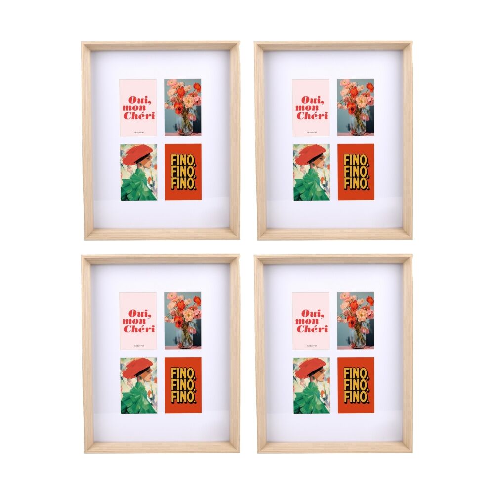 4PK Gibson Gifts Natural Ash 4 Photo Collage Home Decor Frames Rectangular
