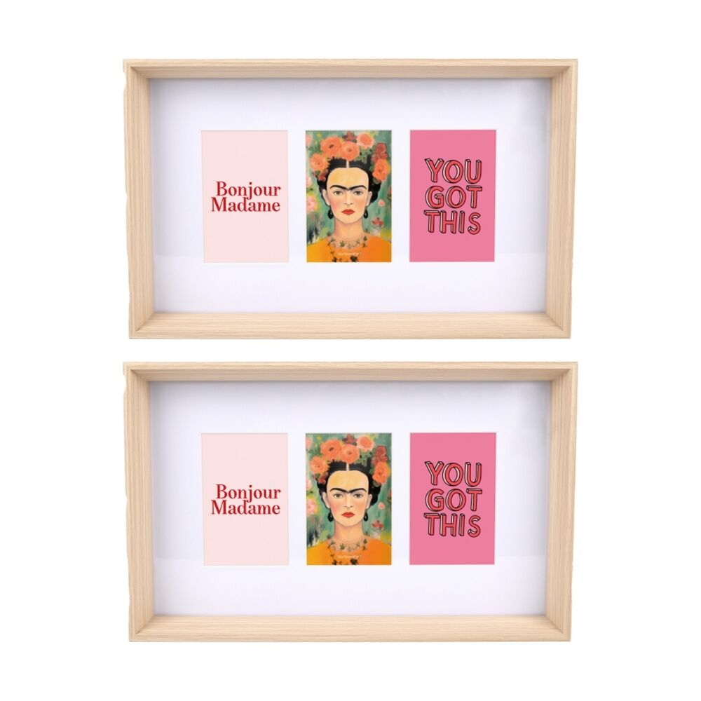 2PK Gibson Gifts Natural Ash 3 Photo Collage Home Decor Frames Rectangular
