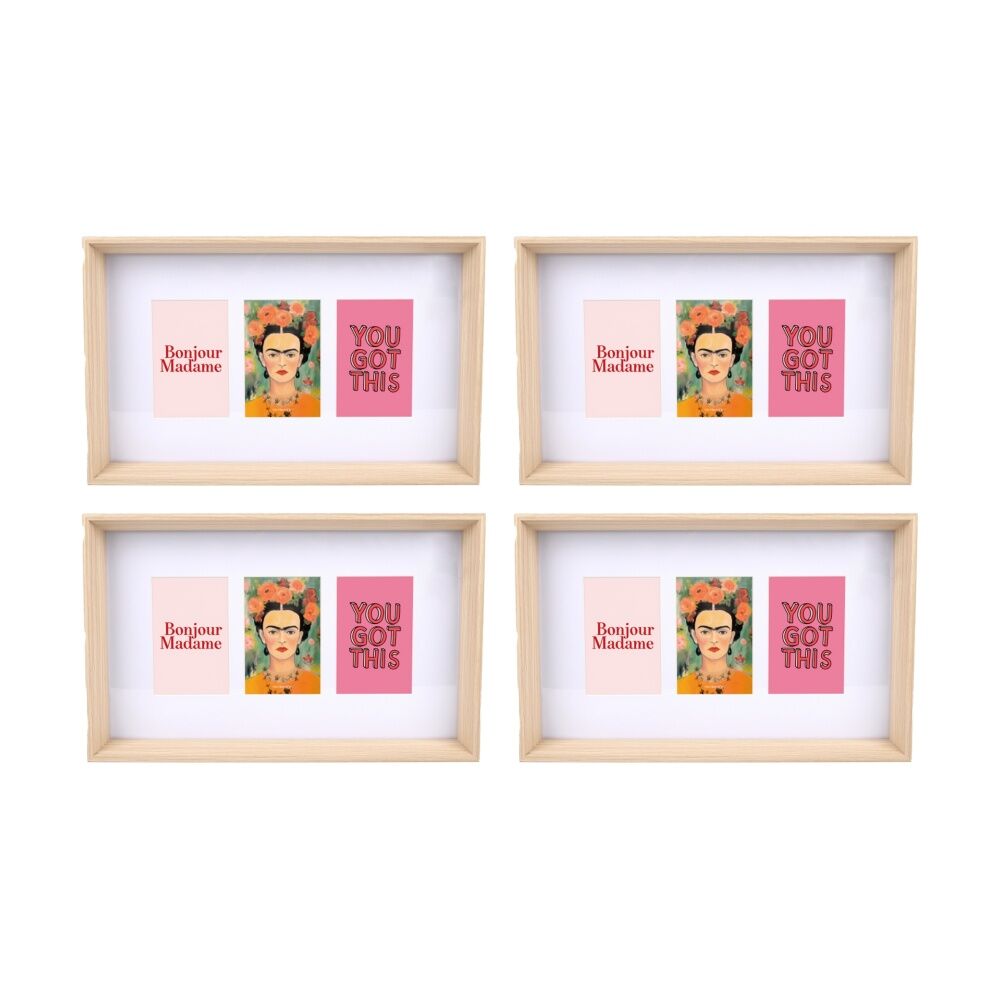 4PK Gibson Gifts Natural Ash 3 Photo Collage Home Decor Frames Rectangular