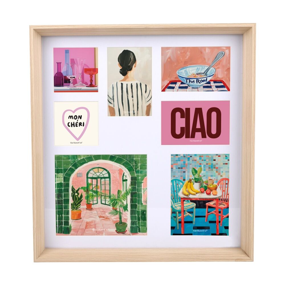 2PK Gibson Gifts Natural Ash 7 Photo Collage Home Decor Frames Rectangular
