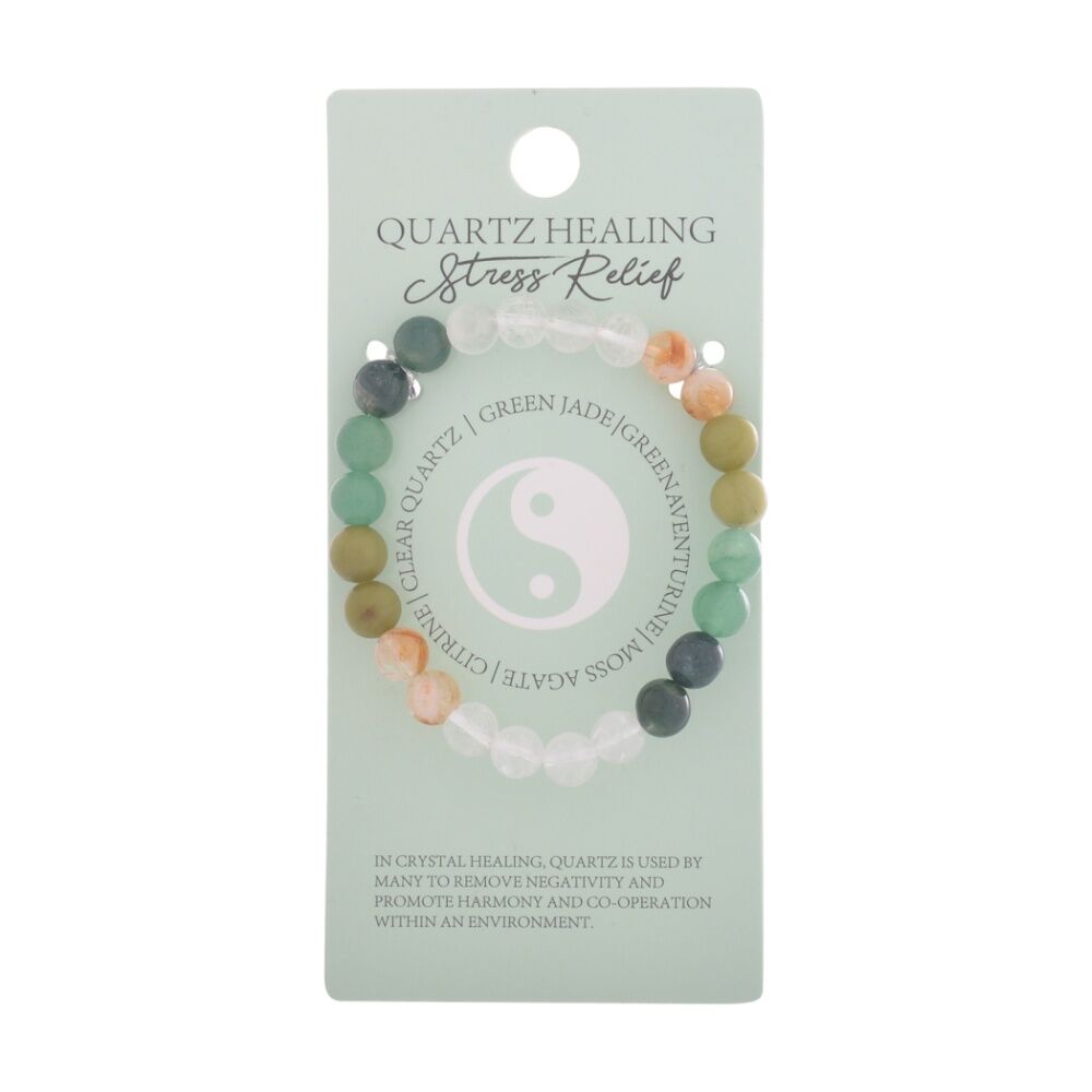 6PK Gibson Gifts Quartz Bracelet Stress Relief Beaded Jewellery Multicoloured