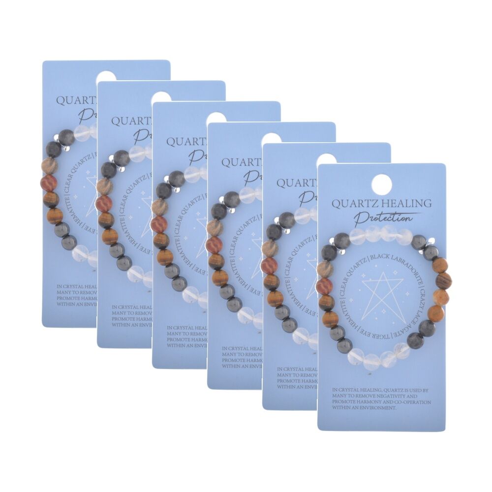 6PK Gibson Gifts Quartz Bracelet Protection Beaded Jewellery Multicoloured