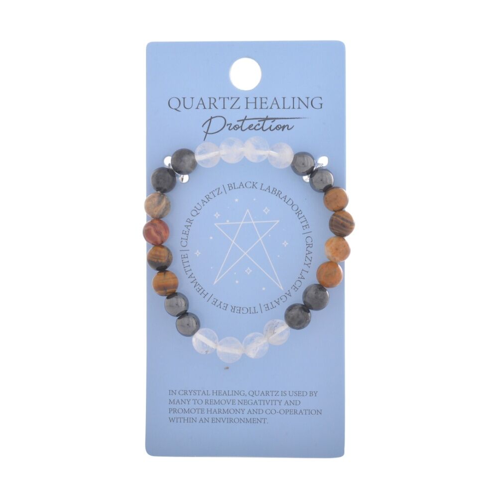 6PK Gibson Gifts Quartz Bracelet Protection Beaded Jewellery Multicoloured