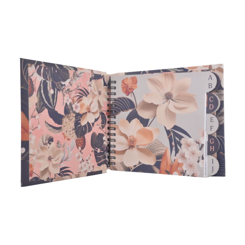 2PK Zara Floral Address Book Navy Blue w/ Gold Lettering & Botanical Art