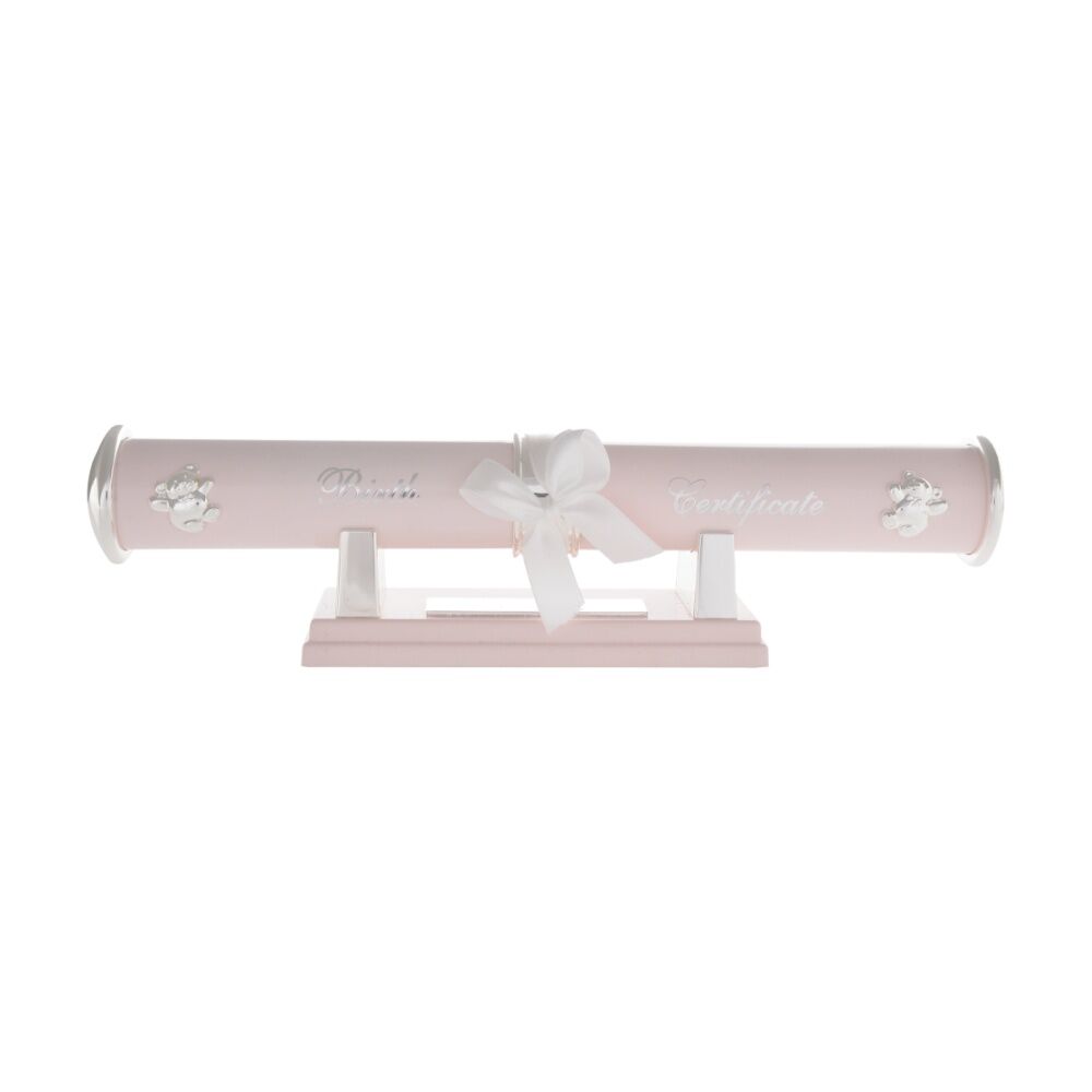 Gibson Gifts Birth Certificate Holder Blush Pink w/ Teddy Bear Design