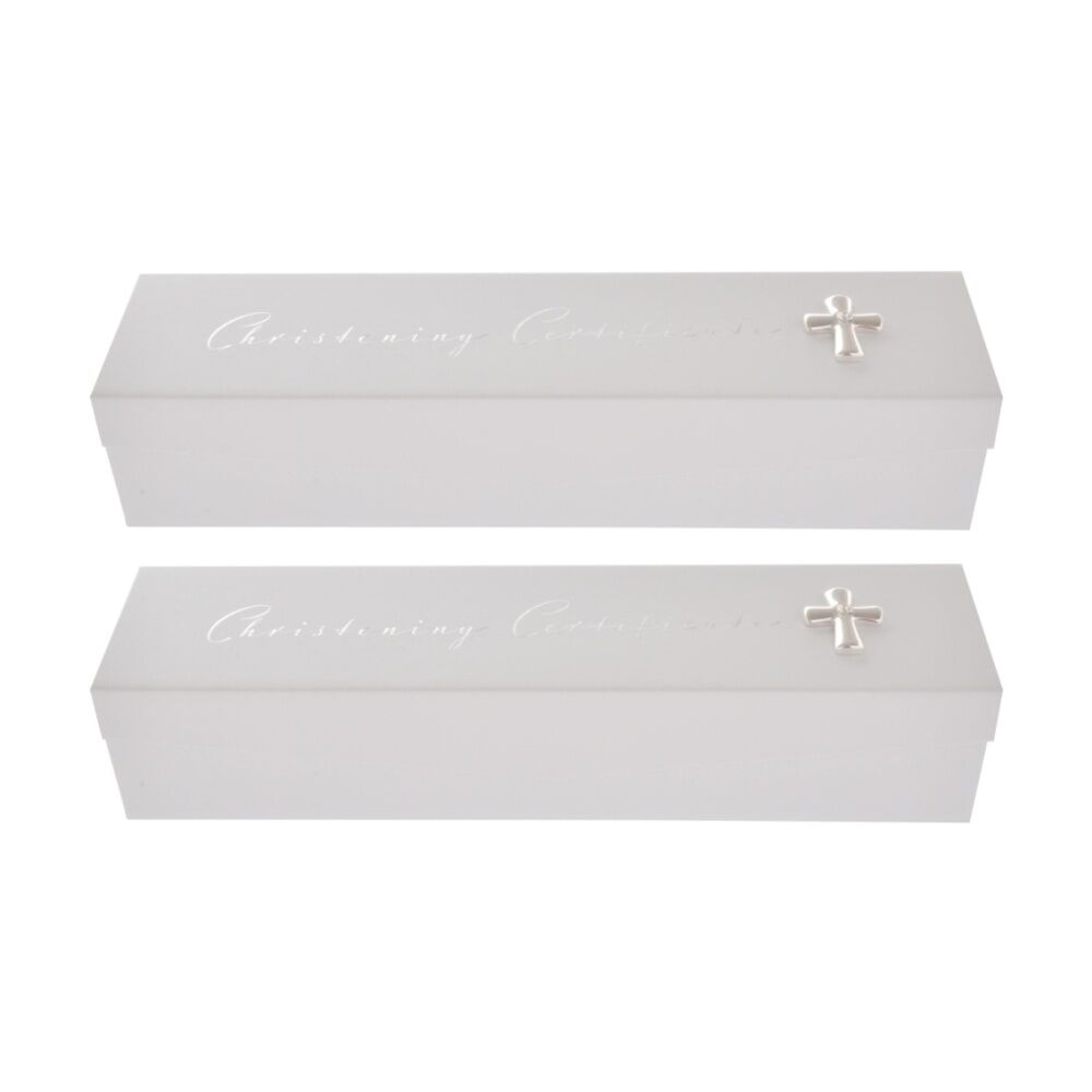 2PK Gibson Gifts Christening Certificate Elegant Box Memory Keepsake White