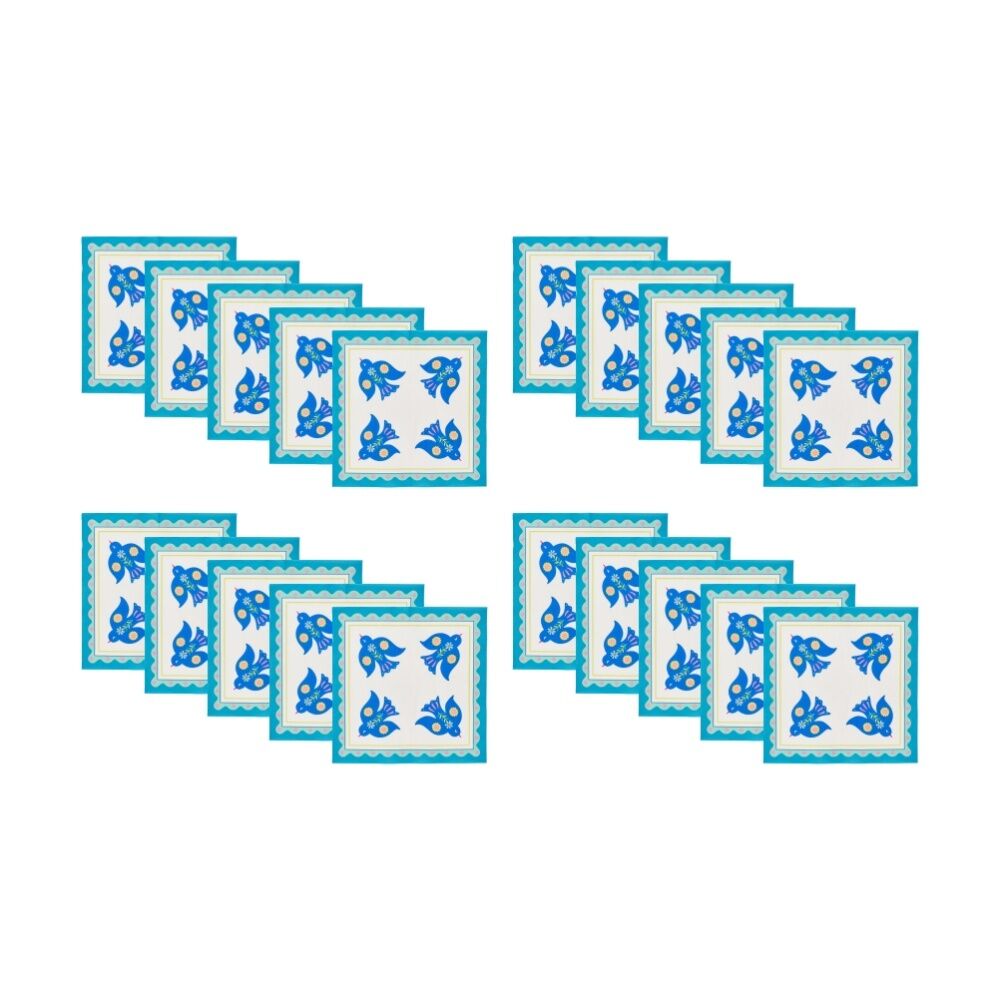 8x 20pc Annabel Trends Blue Festive Paper Napkins Fiesta Bird 23.5x33cm