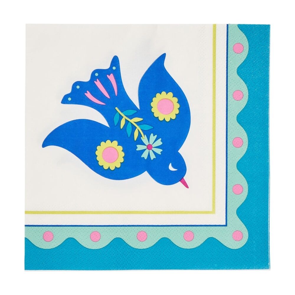 8x 20pc Annabel Trends Blue Festive Paper Napkins Fiesta Bird 23.5x33cm