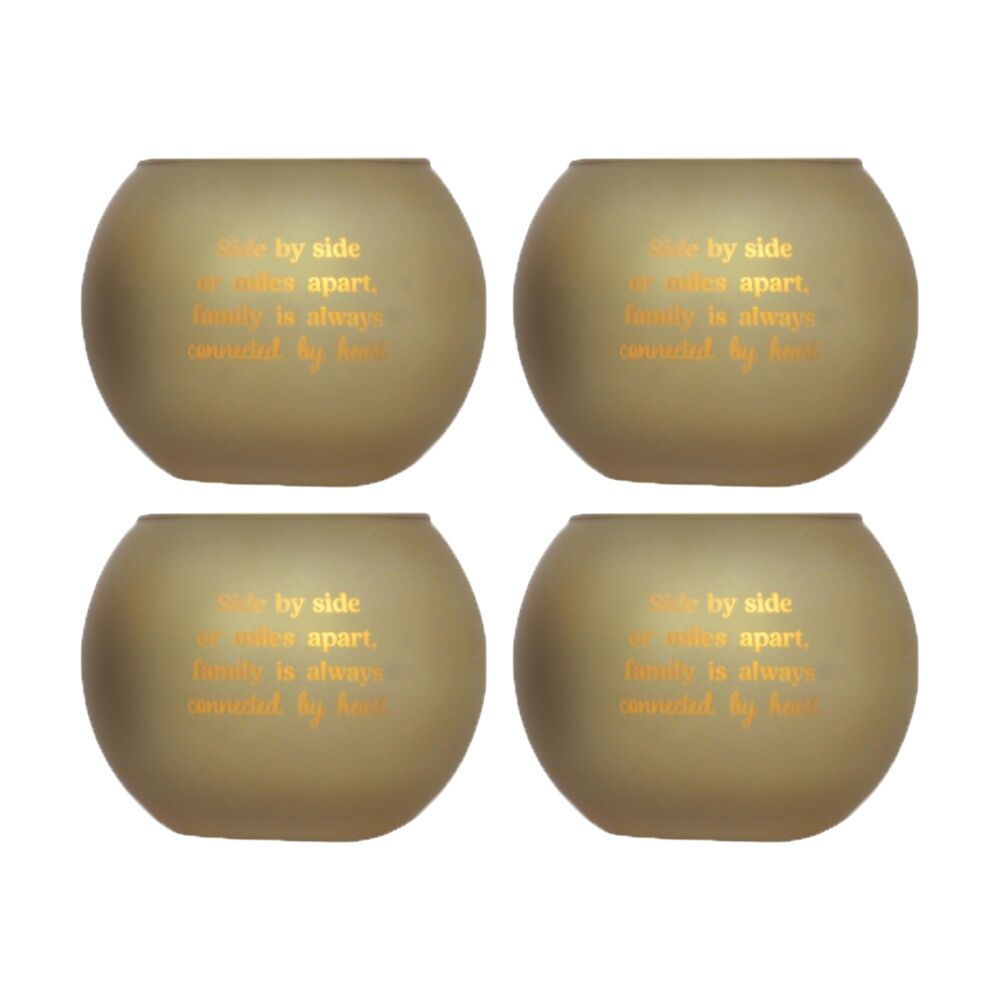 4PK Love & Light Family Tea Soy Candle Holder Home Decoration Gift Gold Glass