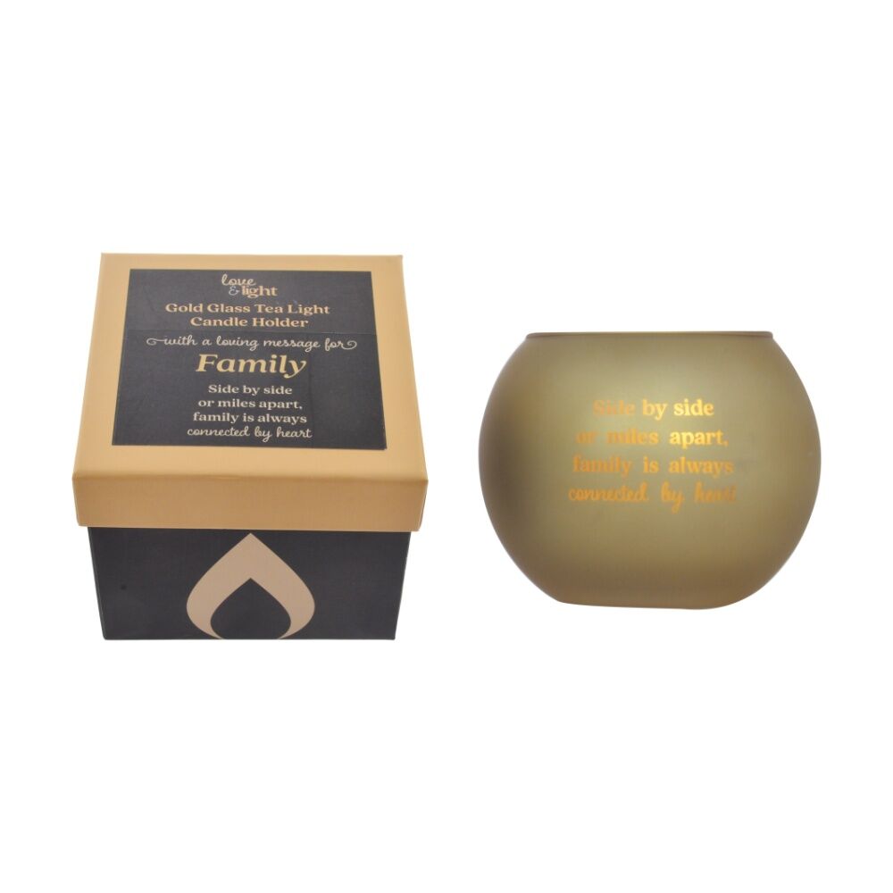 4PK Love & Light Family Tea Soy Candle Holder Home Decoration Gift Gold Glass