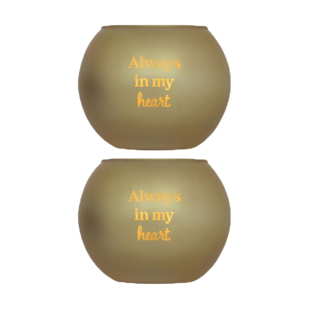 2PK Love & Light Rememberance Memorial Tea Soy Candle Holder Gold Glass