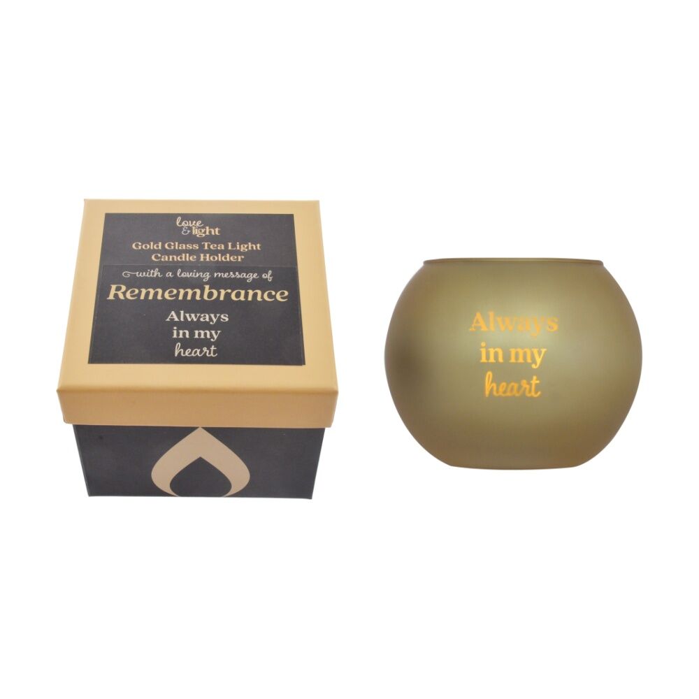 2PK Love & Light Rememberance Memorial Tea Soy Candle Holder Gold Glass