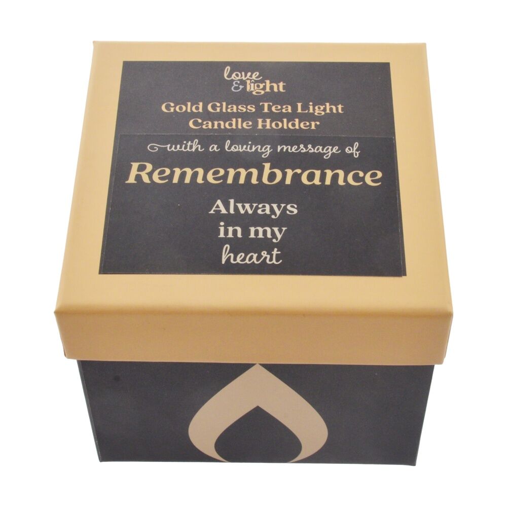 2PK Love & Light Rememberance Memorial Tea Soy Candle Holder Gold Glass