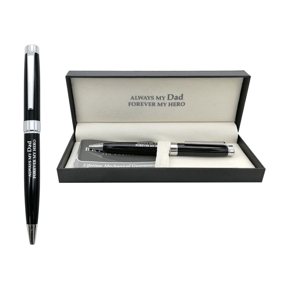 2PK Bridgewater Pen Company Dad Sentiment Writing Ballpen Black Silver Engraved