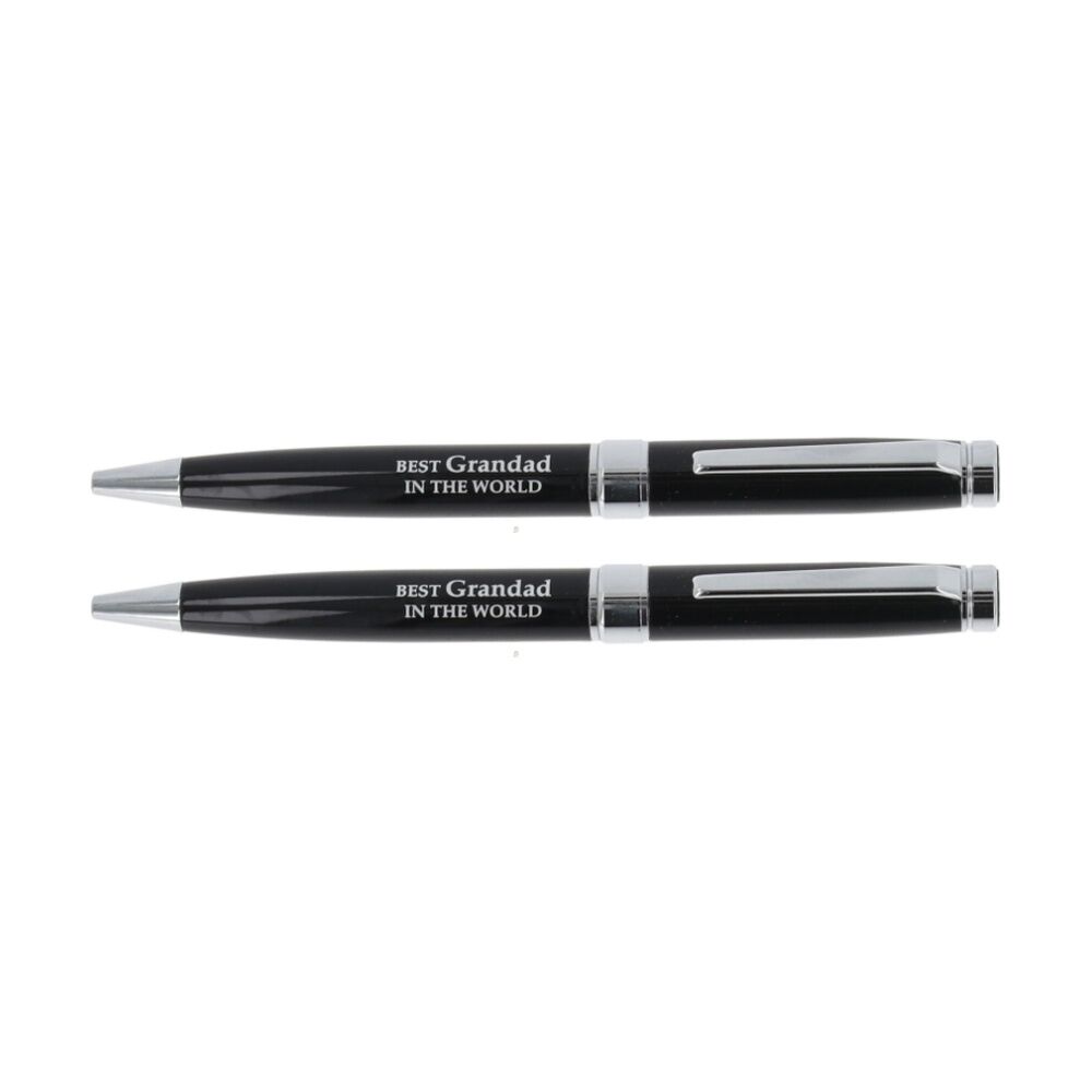 2PK Bridgewater Pen Company Grandad Sentiment Ballpen Black Silver Engraved