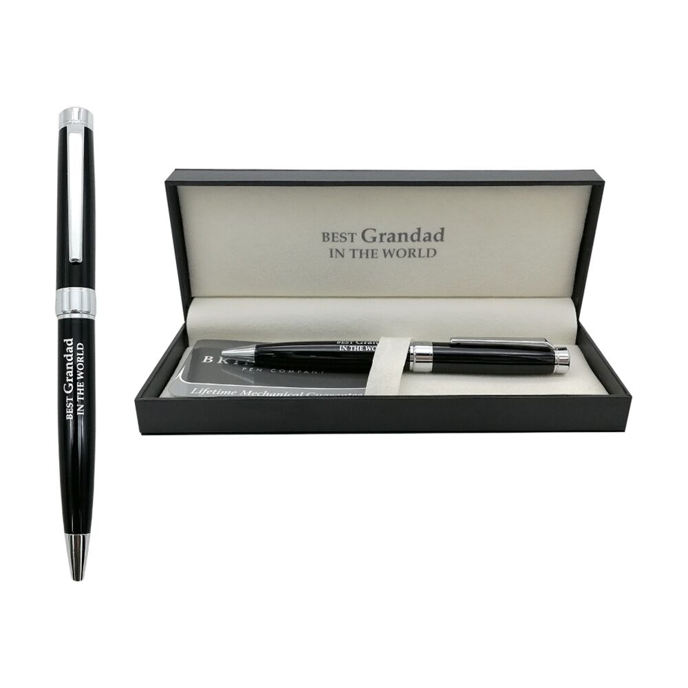 2PK Bridgewater Pen Company Grandad Sentiment Ballpen Black Silver Engraved