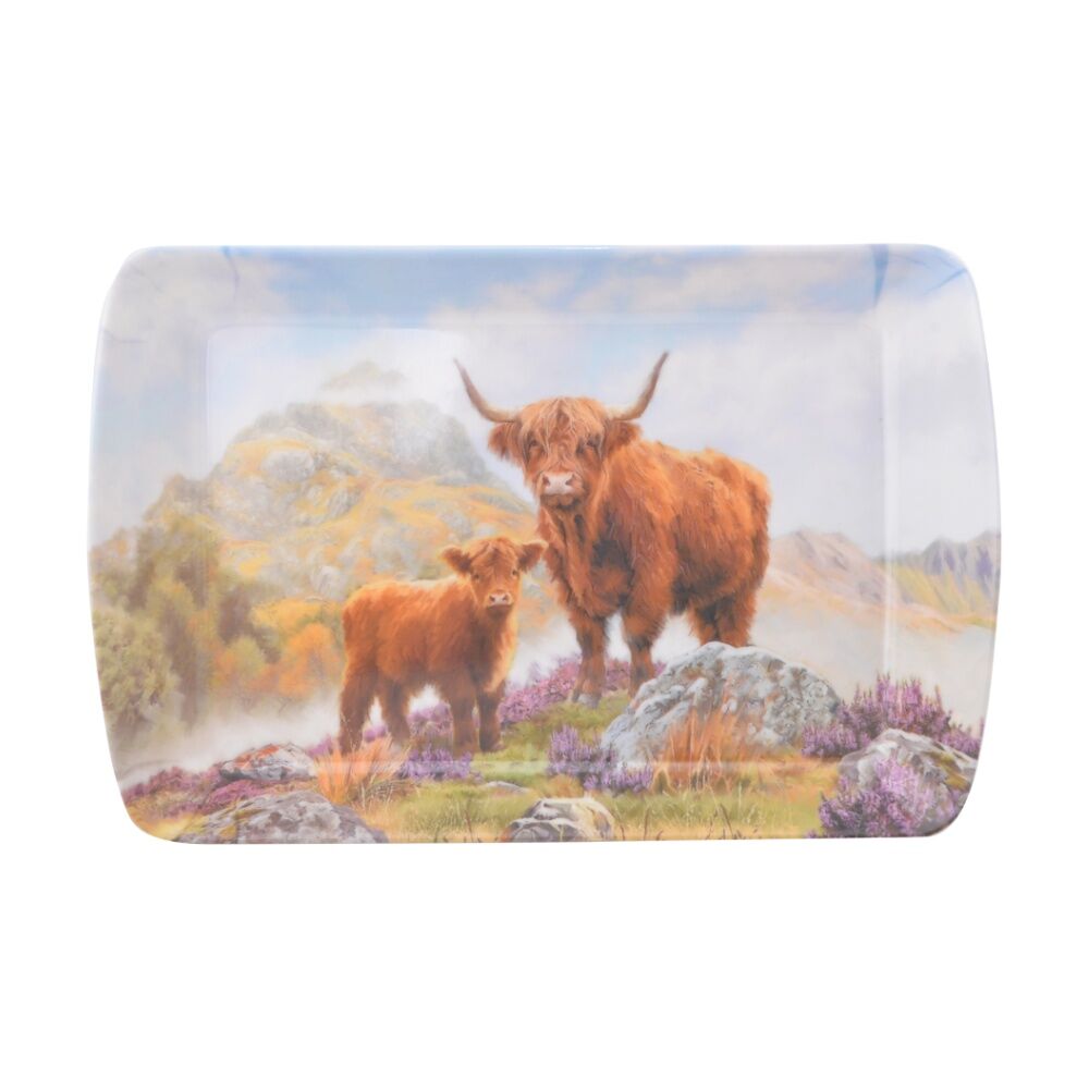 6PK Macneil Highland Cow Melamine Rectangular Serving Tray 16x24cm