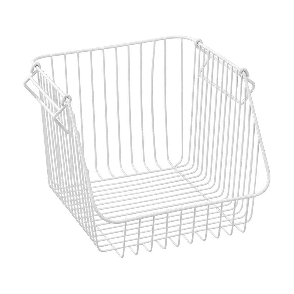 4x Boxsweden Toska Wire Durable Stacking Basket Storage 30x29x21.5cm White