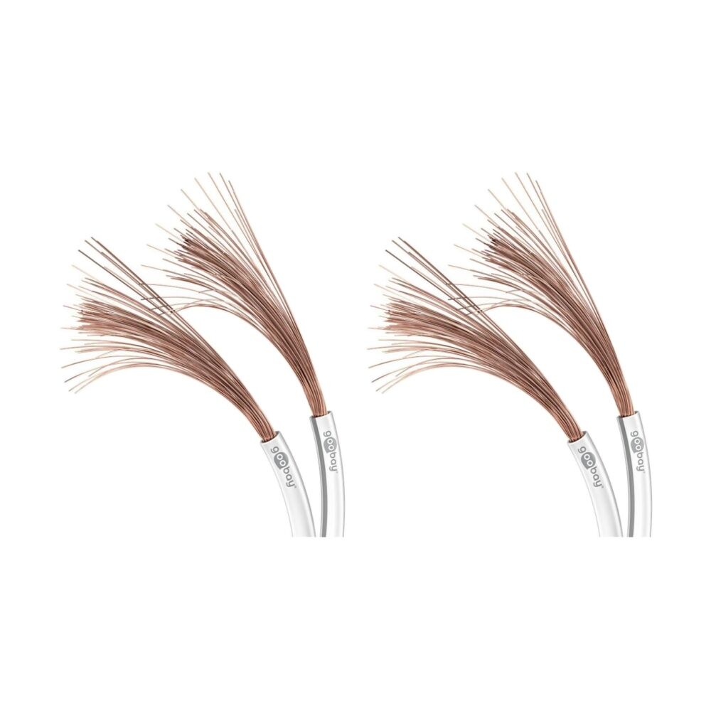 2PK Goobay Speaker Cable 2 x 0.75 Sq mmCCA 100M Home Audio Wiring - White