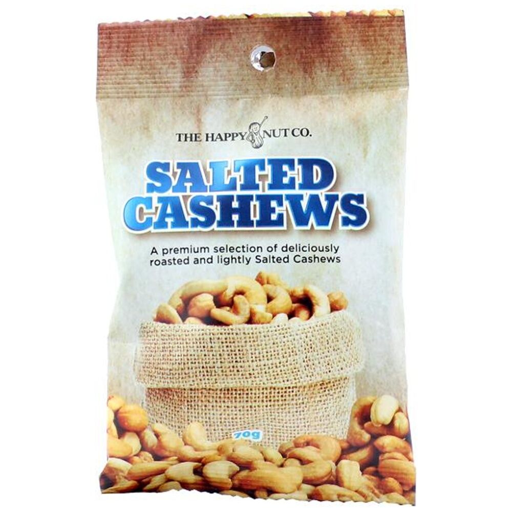 6PK The Happy Nut Co Roasted & Lightly Salted Cashews Ready To Eat Snack 150g