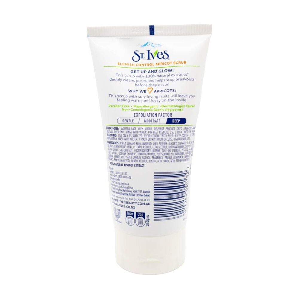 12PK St Ives Acne Cleanser Scrub Salicylic Acid Blemish Control 150ml Apricot