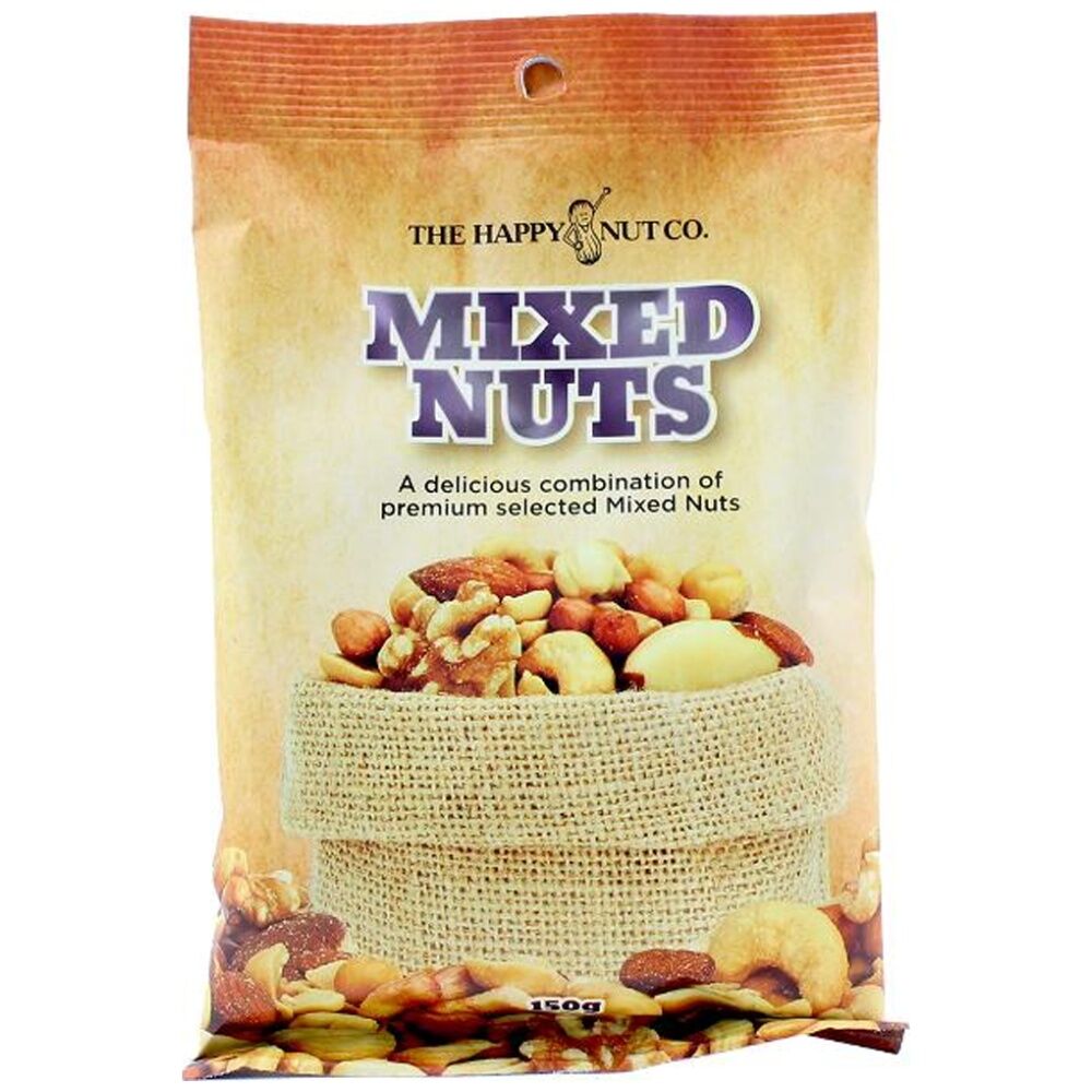 12PK The Happy Nut Co Mixed Nuts W/ Almond & Cashews Ready To Eat Snack 150g