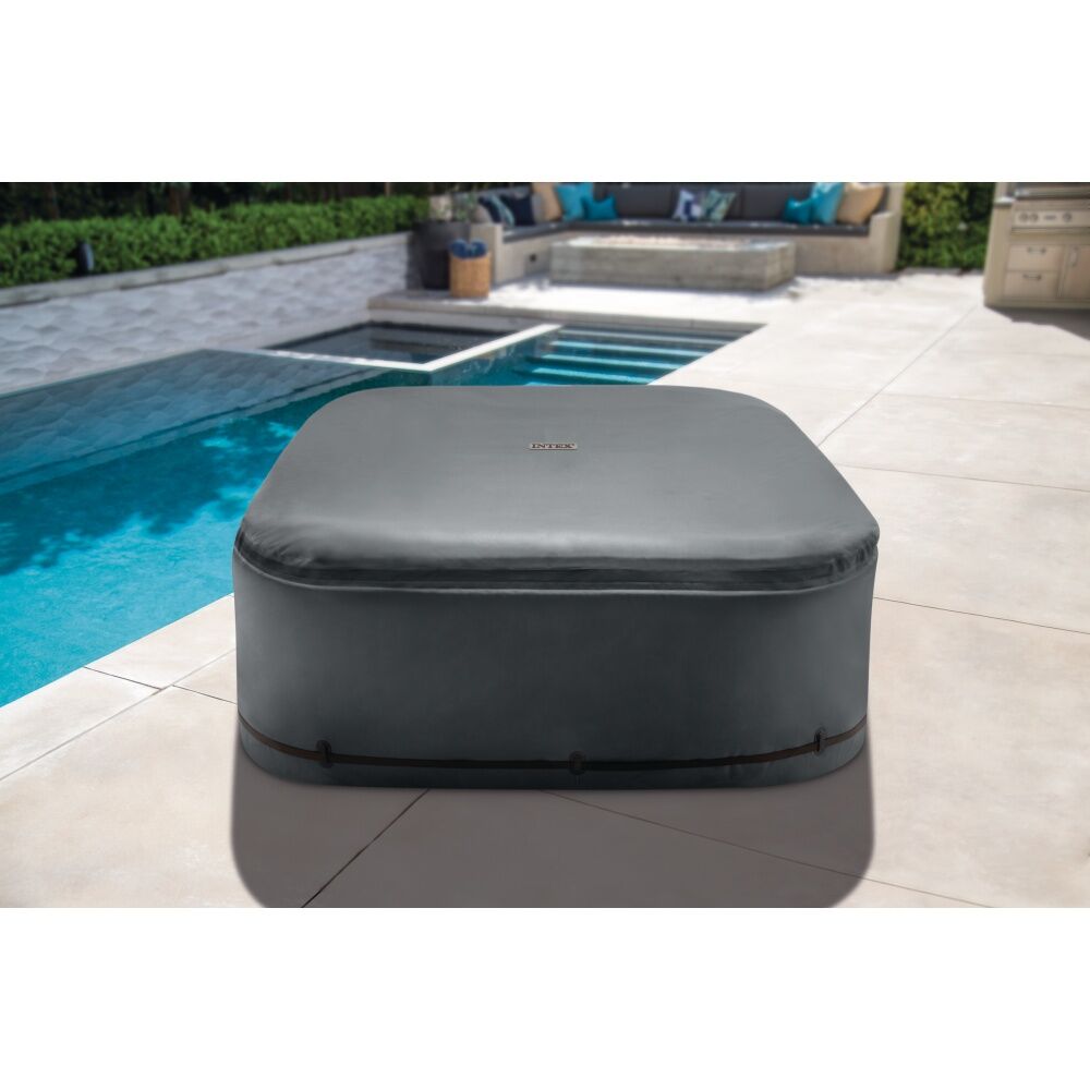 Intex Square Energy Efficient Spa Cover For 4 Person Foam Insulation Grey