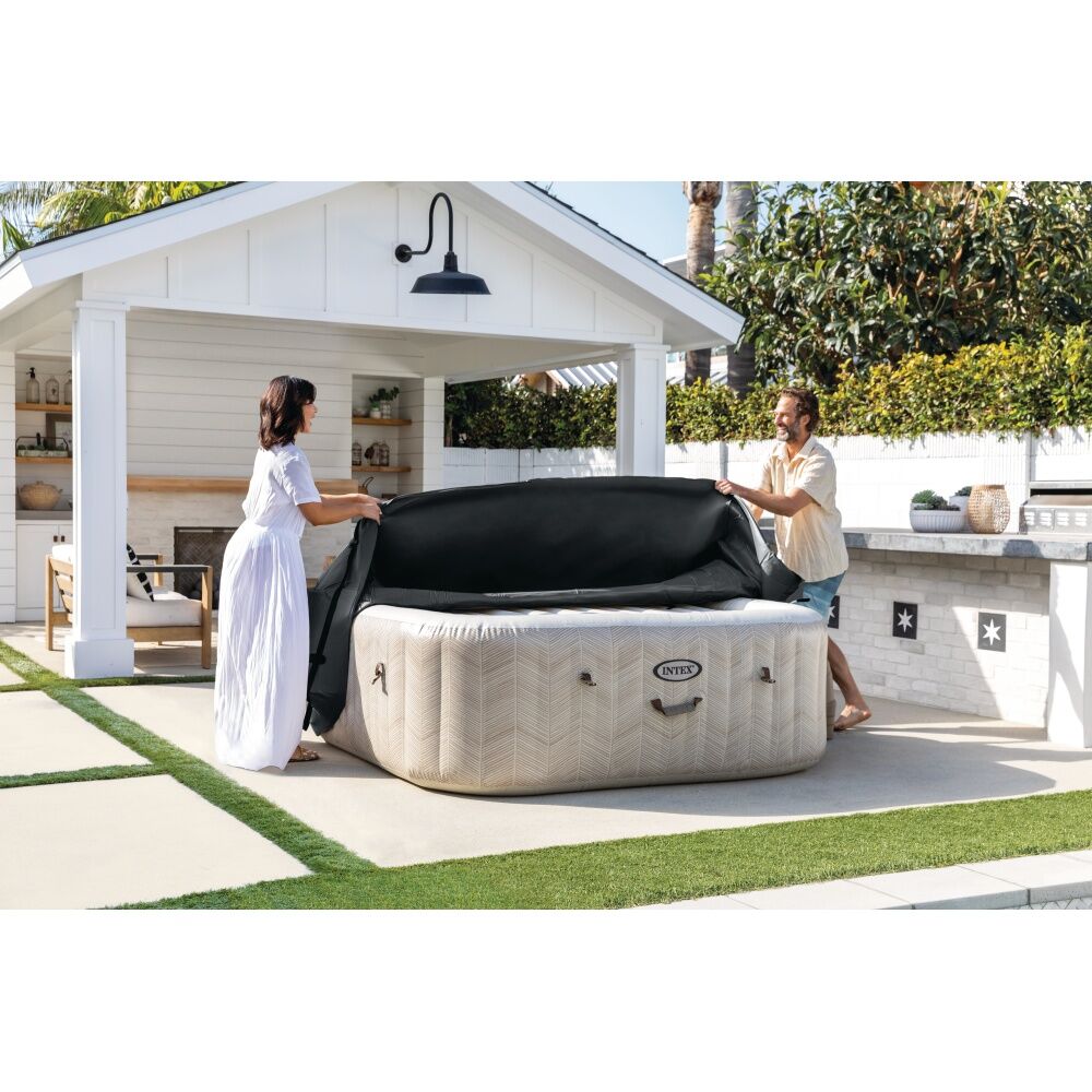 Intex Square Energy Efficient Spa Cover For 4 Person Foam Insulation Grey