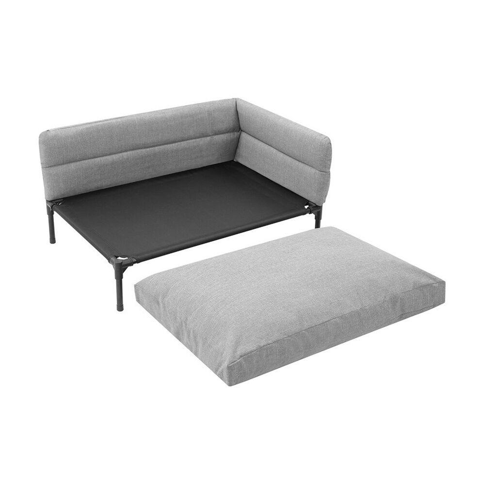 2x Paws And Claws Elevated Sofa Pet Dog Bed 93.5x63x48cm Linen Grey Large