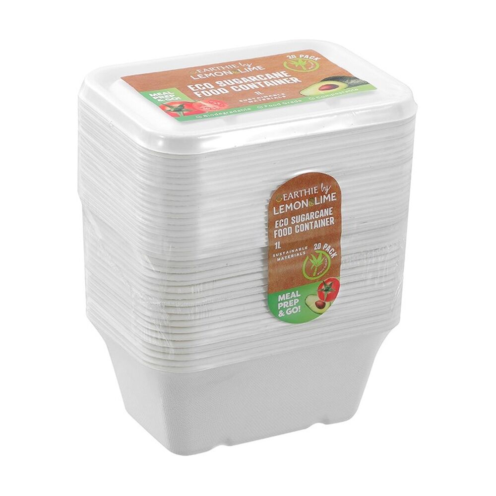 12x Lemon And Lime Eco Sugarcane Food Container Set 1L Capacity Assorted