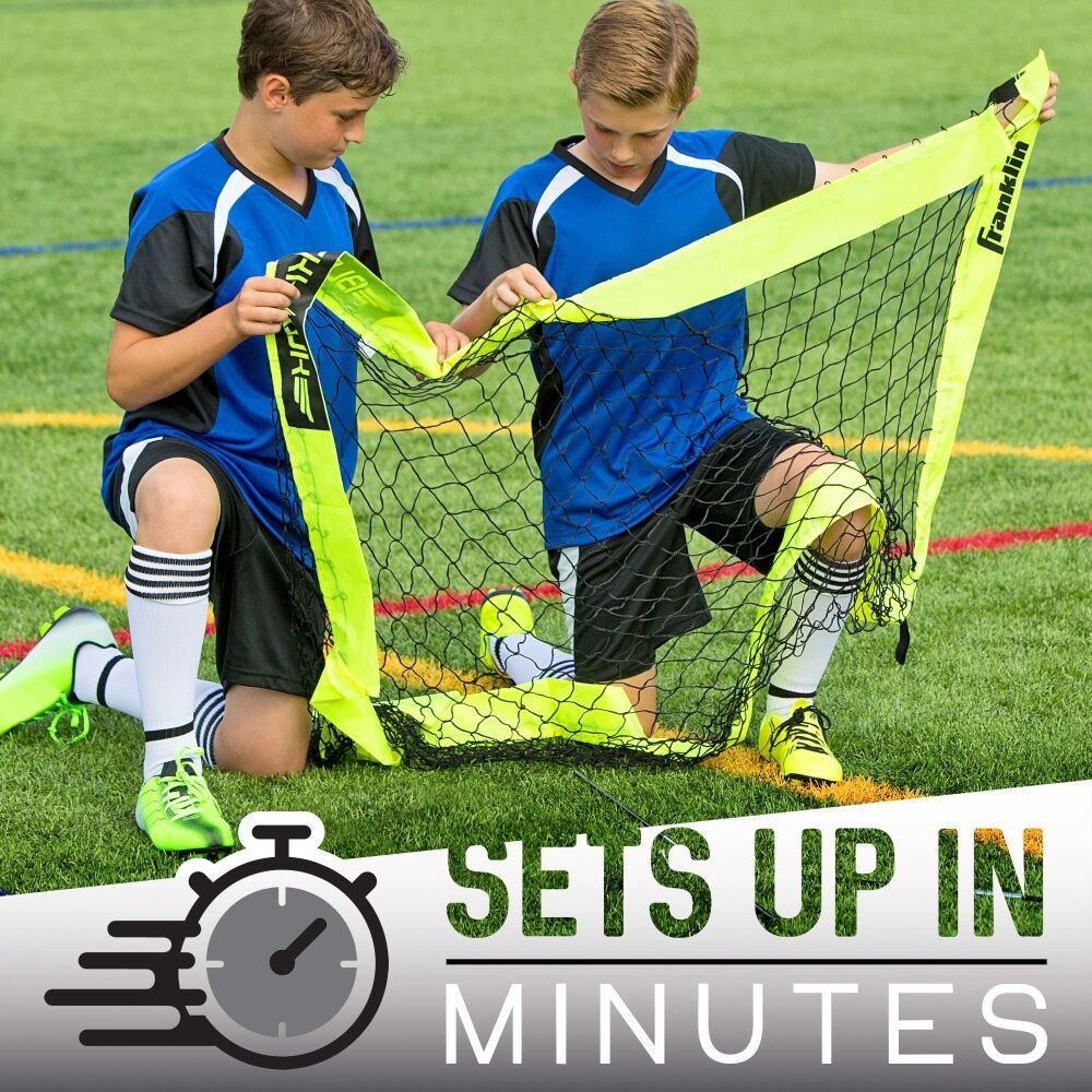 2PK Franklin Blackhawk Fiberglass Portable Kids Soccer Goal Neon Yellow 1.2x0.9m