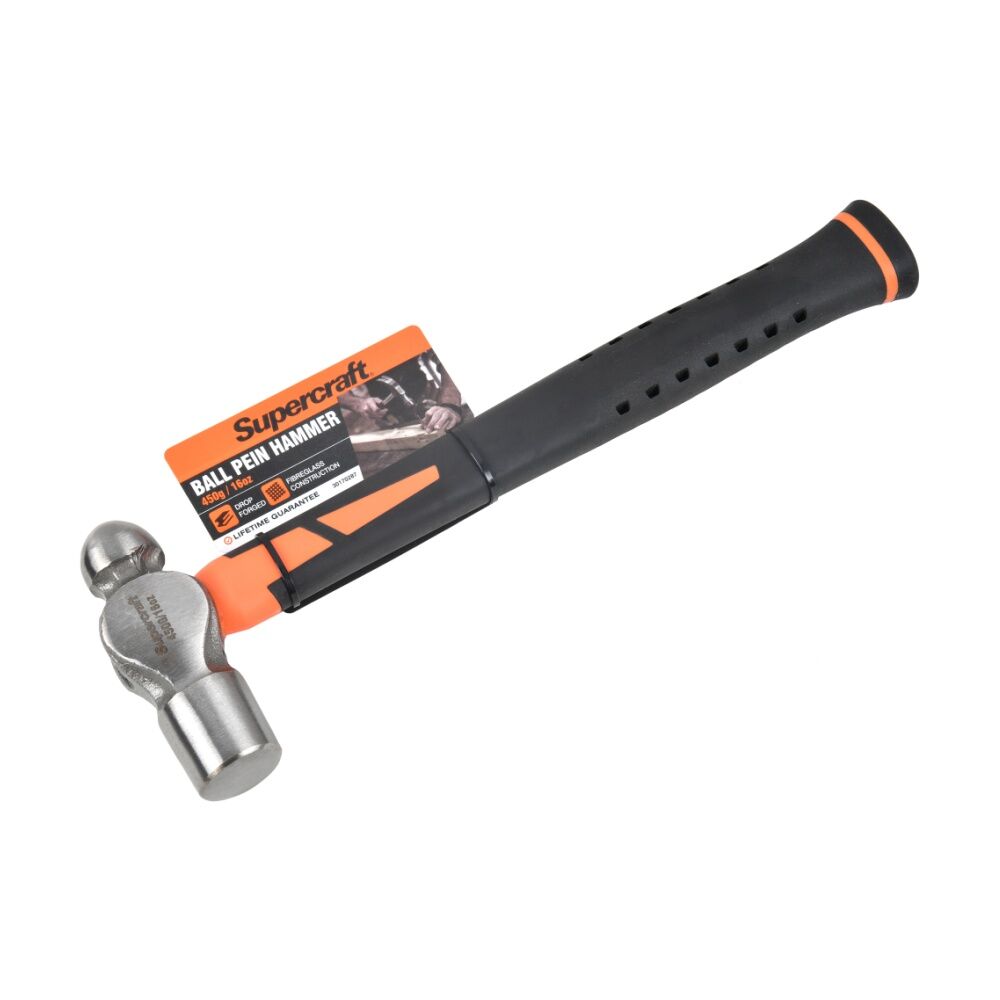 Supercraft Ball Peen Hammer DIY/Carpentry Tool W/ Fibreglass Handle 450g