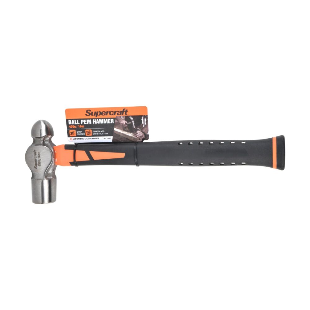 2PK Supercraft Ball Peen Hammer DIY/Carpentry Tool W/ Fibreglass Handle 450g