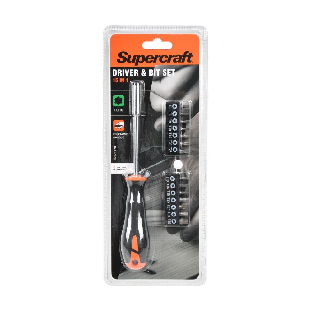 Supercraft 15-in-1 Torx Screwdriver & Bit DIY/Carpentry Tool Set Multi-sized