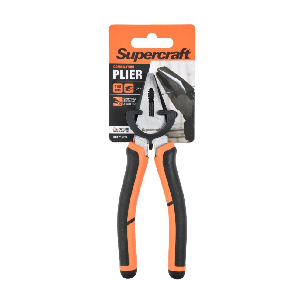 2PK Supercraft Combination Chrome Vanadium Steel Plier W/ Soft Grip Handle 160mm