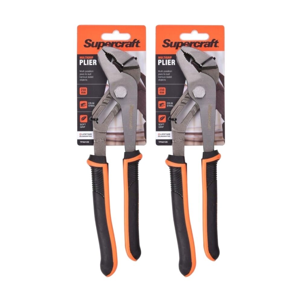 2PK Supercraft Multi Position Grip Chrome Vanadium Steel Plier W/ Soft 250mm