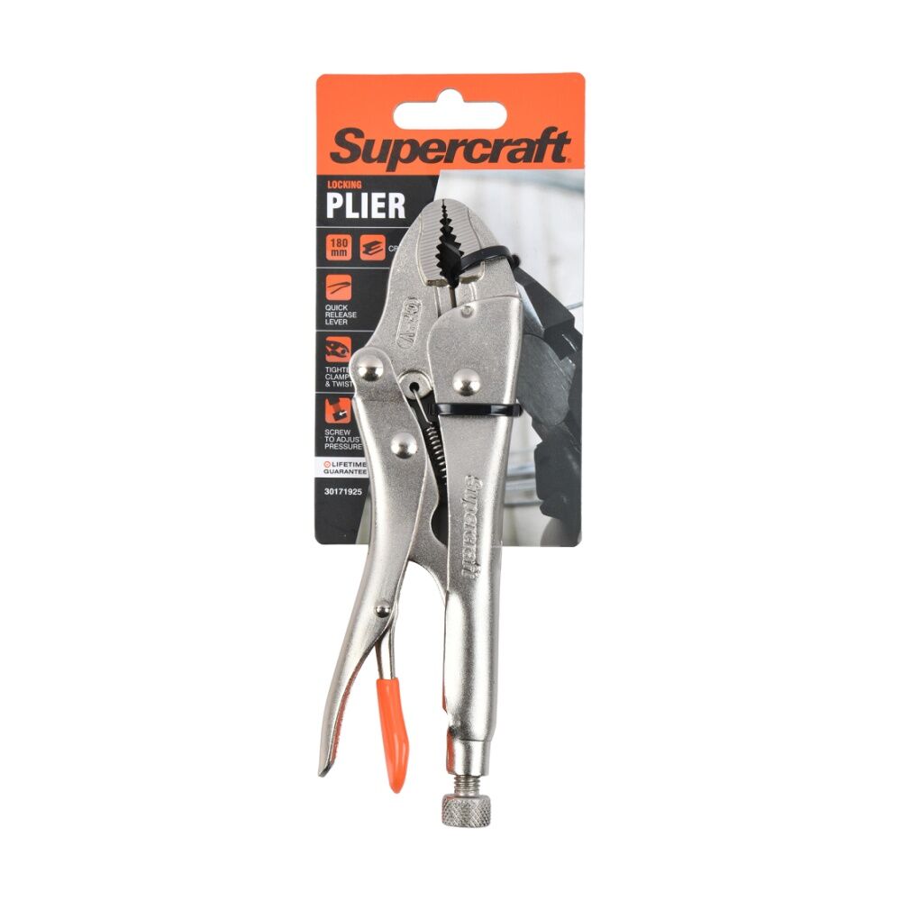 2PK Supercraft Locking Chrome Vanadium Steel Plier W/ Soft Grip Handle 180mm