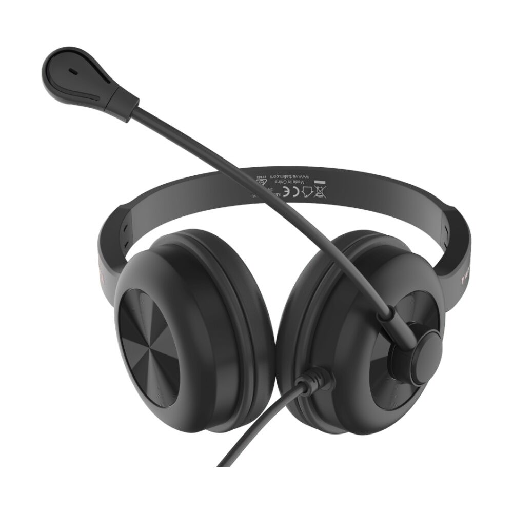 Verbatim Clarity Sound USB-C Wired Overear Headset W/ Microphone Black