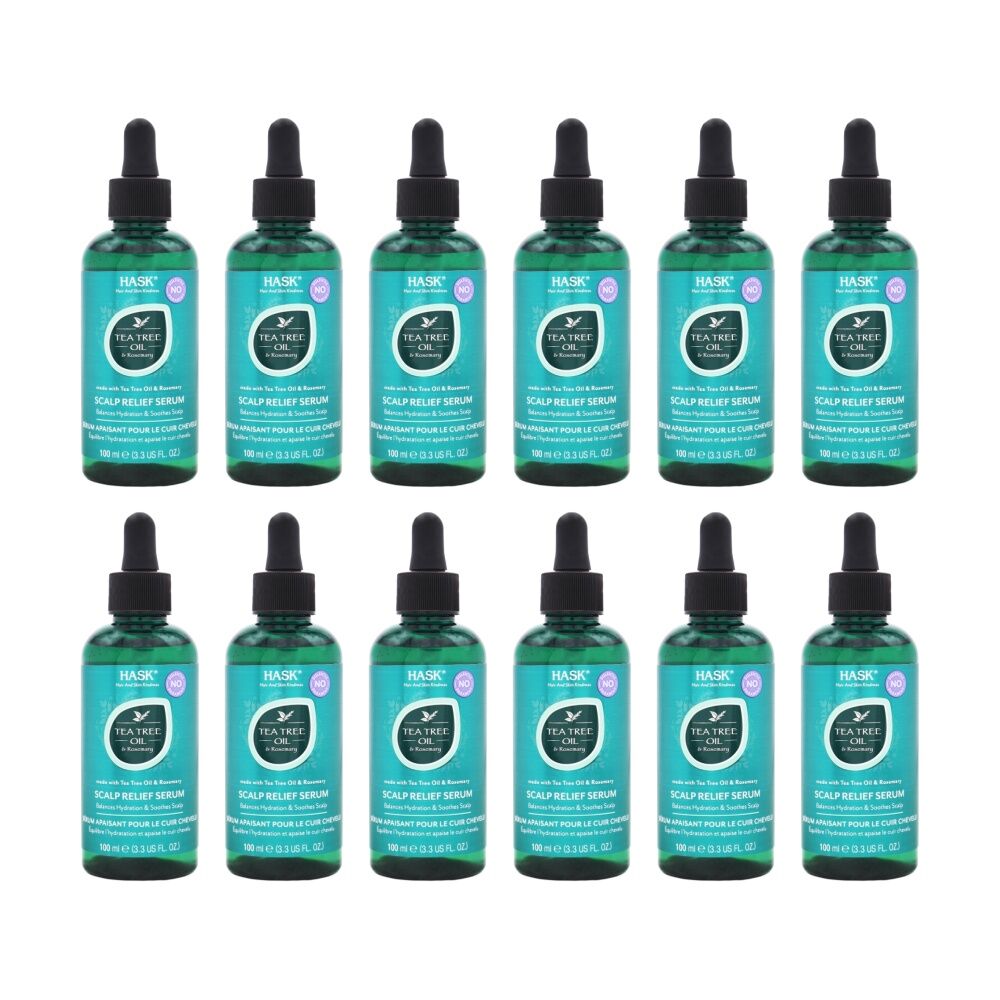 12PK Hask Scalp Relief Serum Tea Tree Oil Rosemary Haircare 100ml