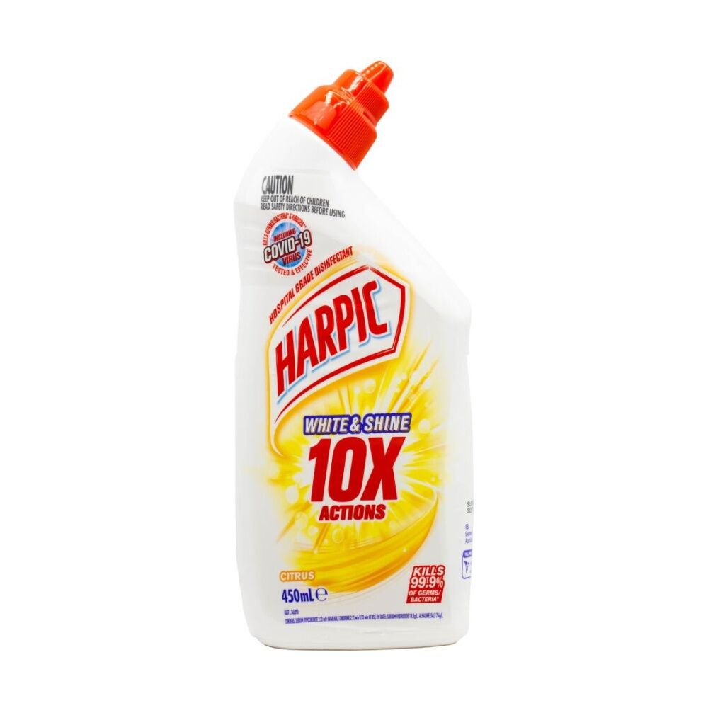 8PK Harpic White Shine Bleach Toilet Cleaner Kills 99.9 Percent 450ml Gel Citrus