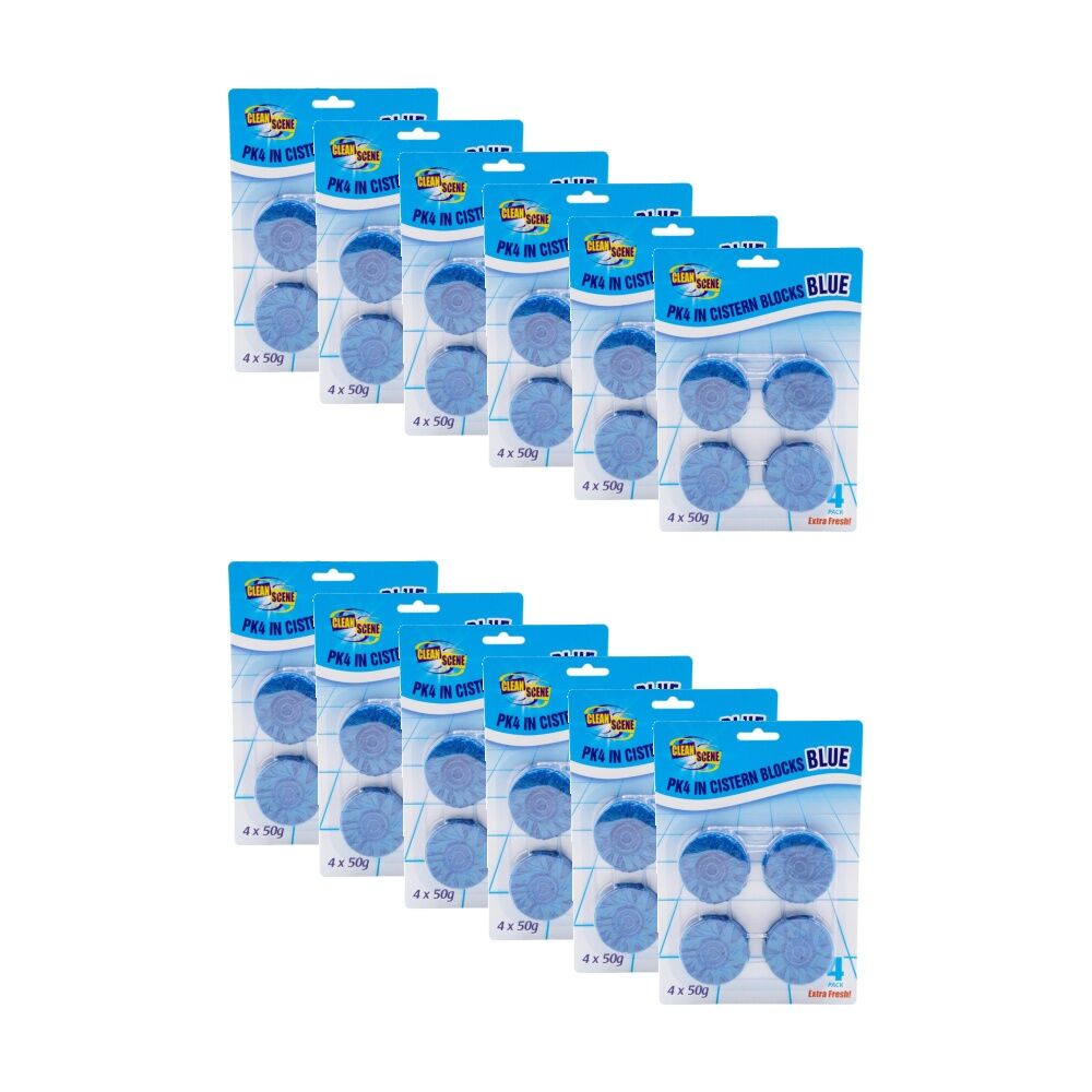 12x 4pc Clean Scene Toilet Cistern Blocks Blue Extra Fresh Cleaner 50g