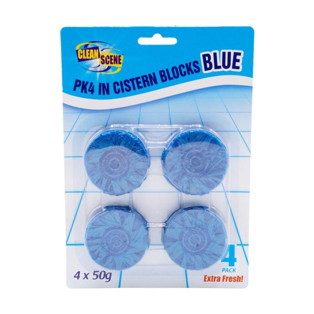 12x 4pc Clean Scene Toilet Cistern Blocks Blue Extra Fresh Cleaner 50g