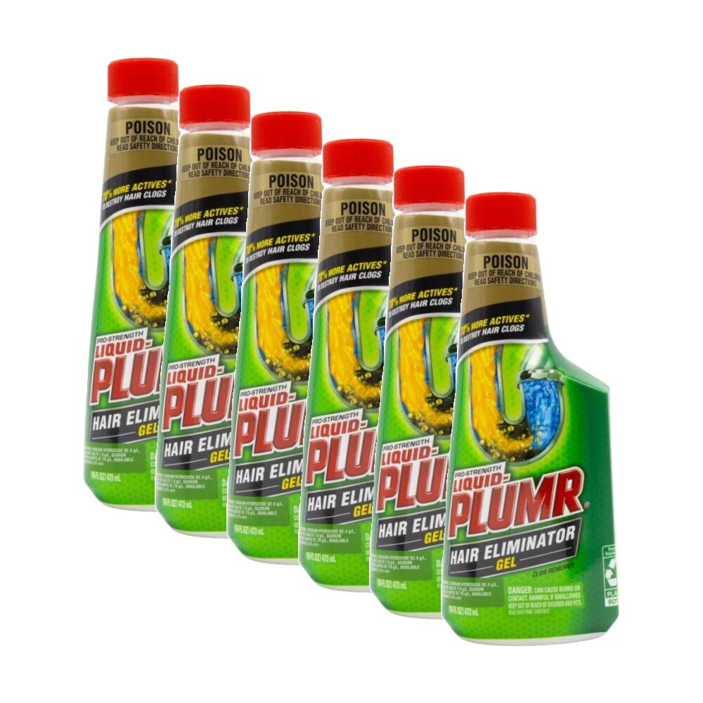 6PK Liquid Plumr Pro Strength Hair Eliminator Gel Clog Remover 473mL