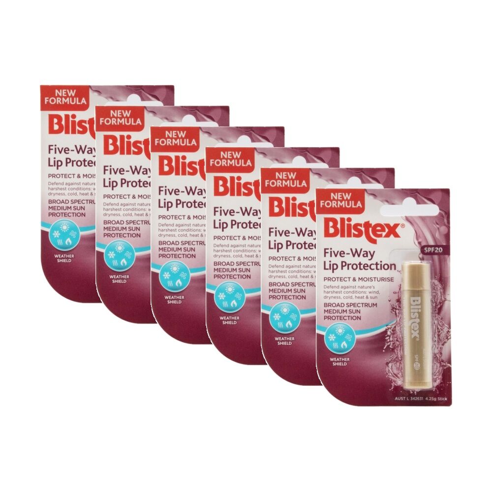 6PK Blistex Lip Protection Five Way Protect Moisturise SPF20 4.25g