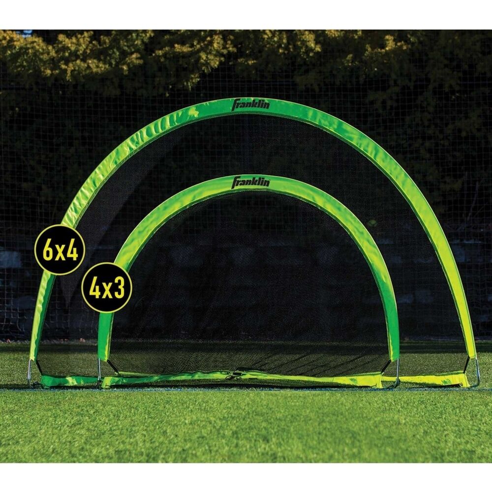 2PK Franklin Pop Up Dome Portable Kids Soccer Goal Neon Yellow 1.2x0.9m