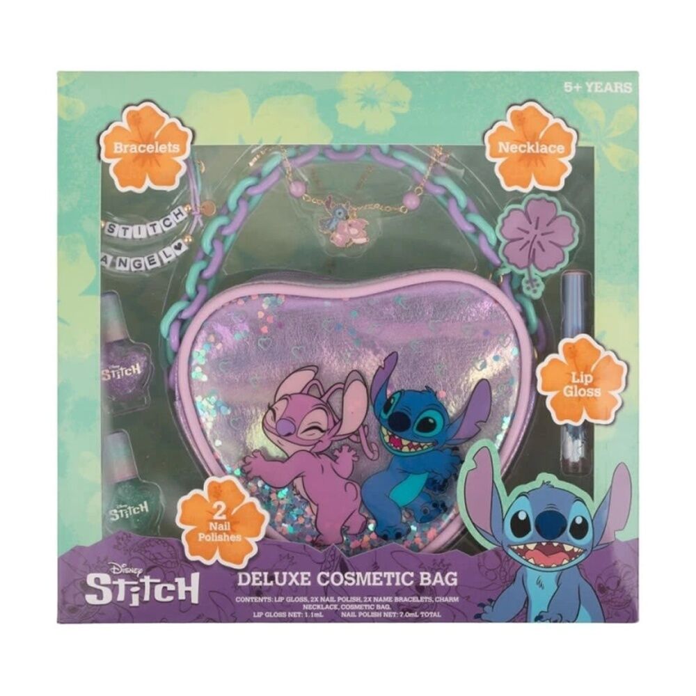 3PK Lilo & Stitch Disney Deluxe Kids Cosmetic/Jewellery Bag Set 5y+ Multicolour