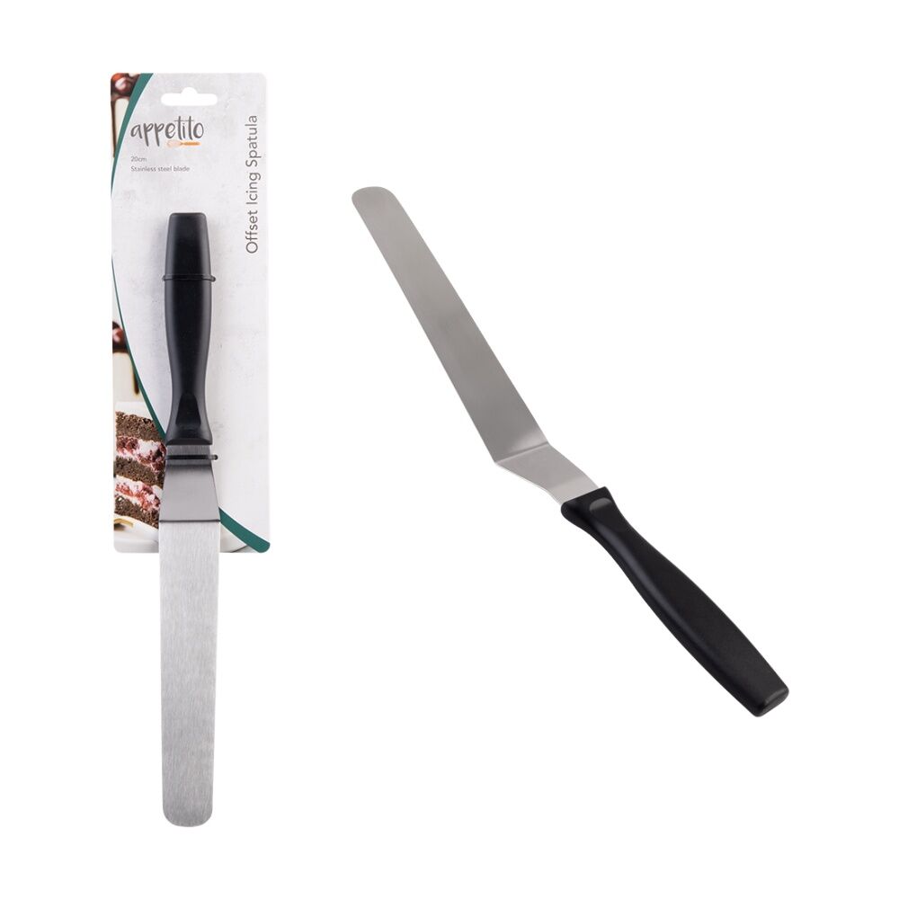 2PK Appetito Stainless Steel Offset Icing Spatula W/ Ergonomic Handle 20cm