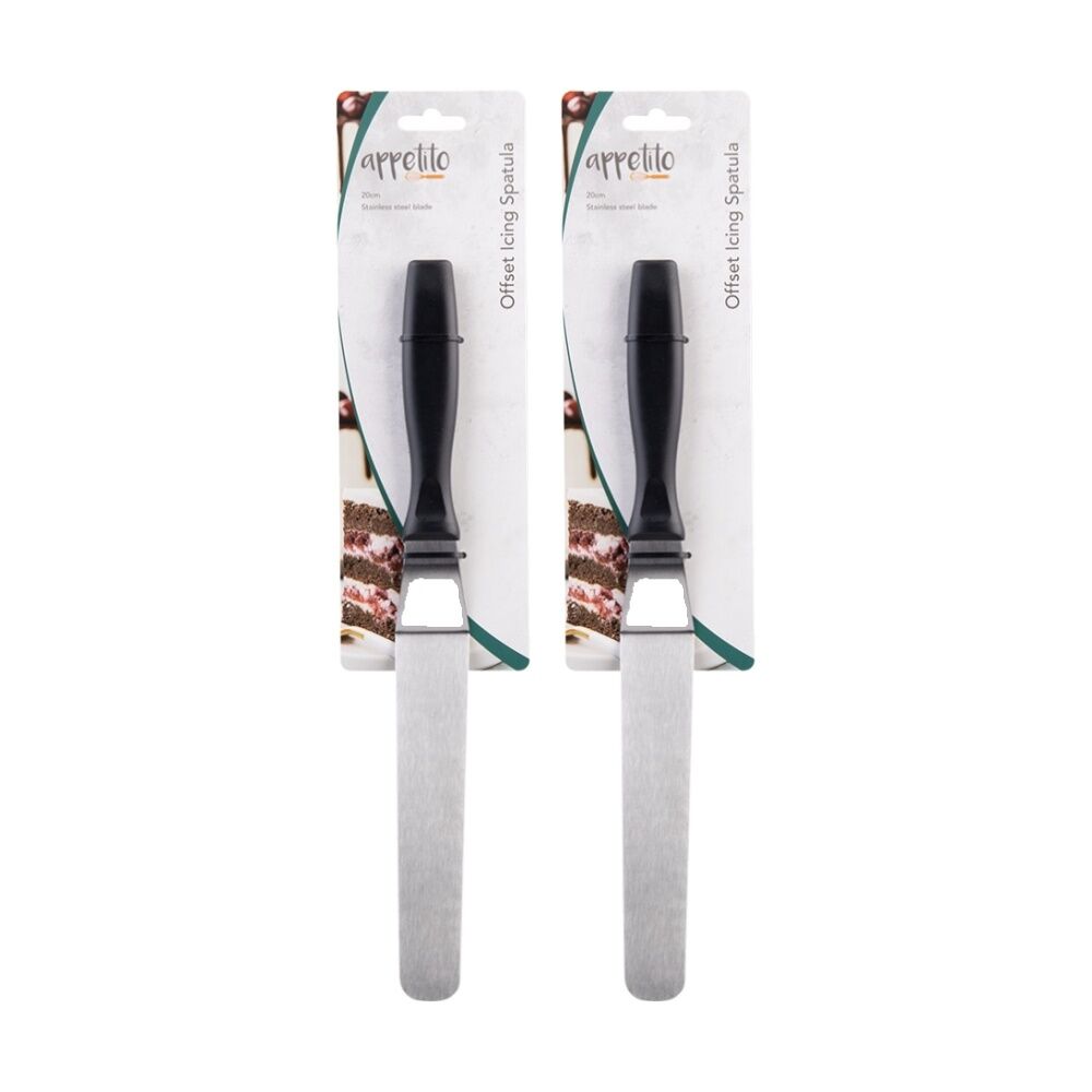2PK Appetito Stainless Steel Offset Icing Spatula W/ Ergonomic Handle 20cm