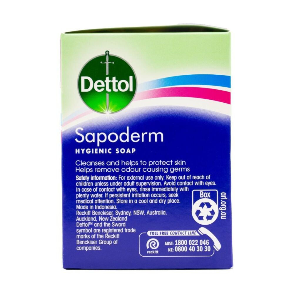6x 3pc Dettol Hygenic & Odour-Removing Sapoderm Skin Cleansing Soap Bar Set 375g